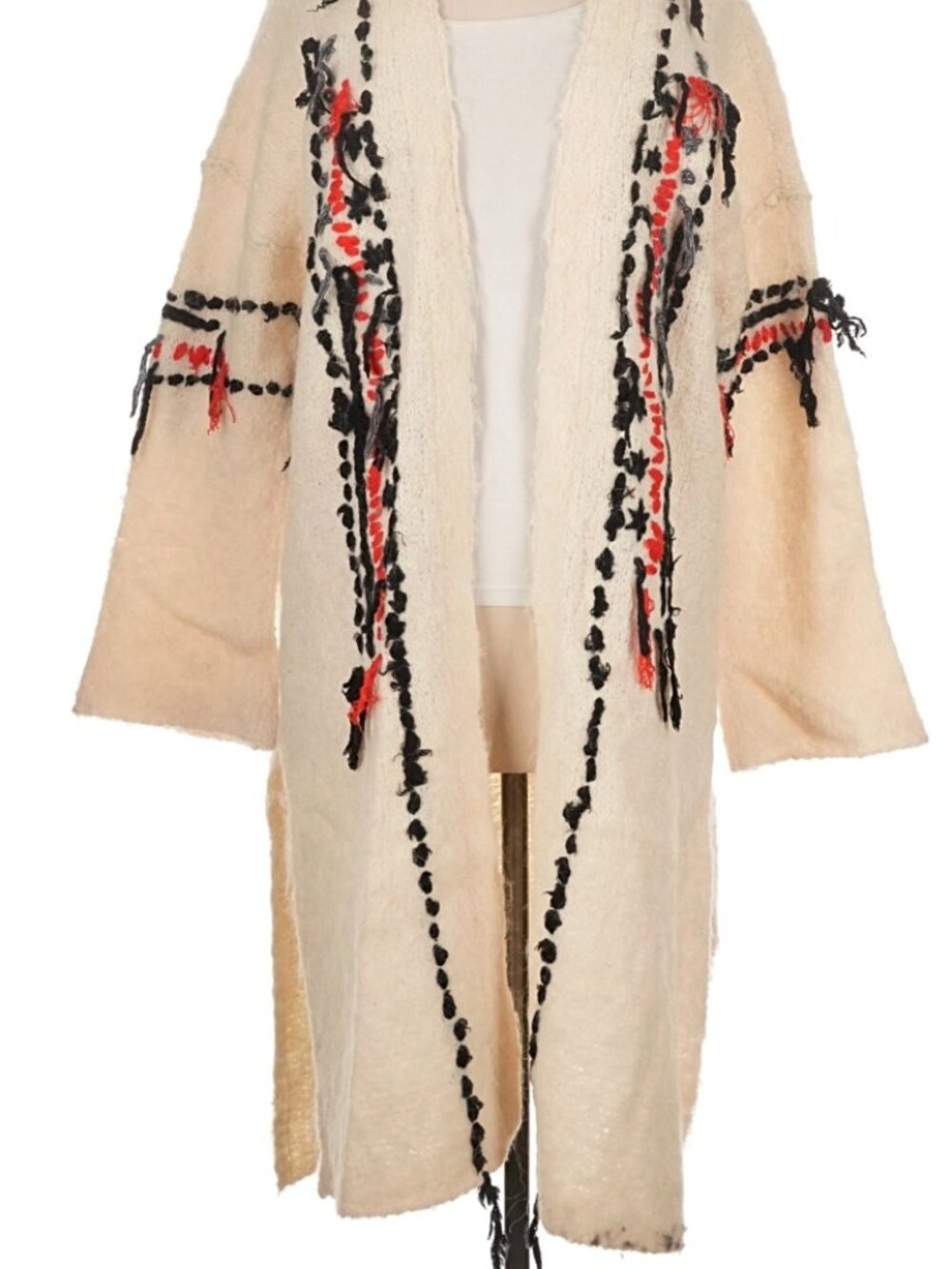NWT Free People Geneva Cardigan Creme Llama Blend Boho Duster Western Lg $298 - Picture 4 of 10